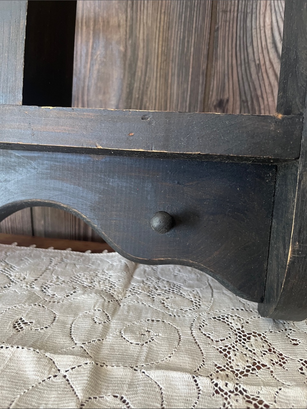 Black Wood Heart Shelf Wall Decor - Rustic Home Accent - Picture 4 of 5